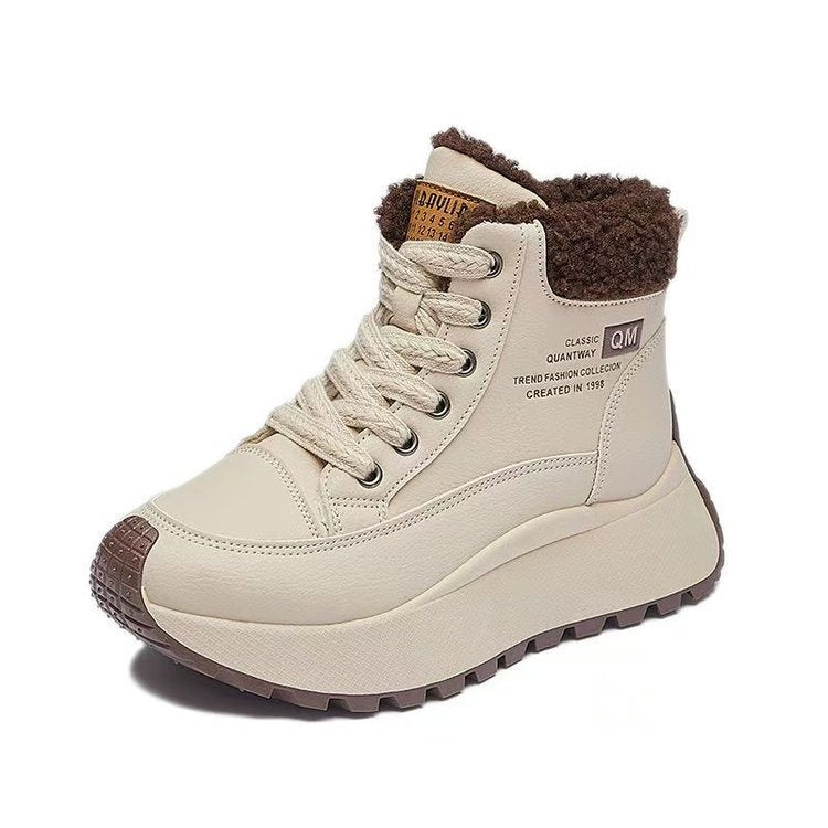 Zapatos altos de algodón con suela gruesa: zapatillas estilo papá para el invierno