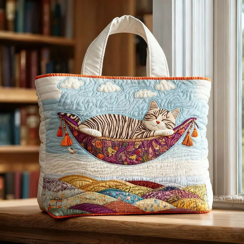 Bolso tote creativo de gran capacidad con impresión digital y bordado acolchado.
