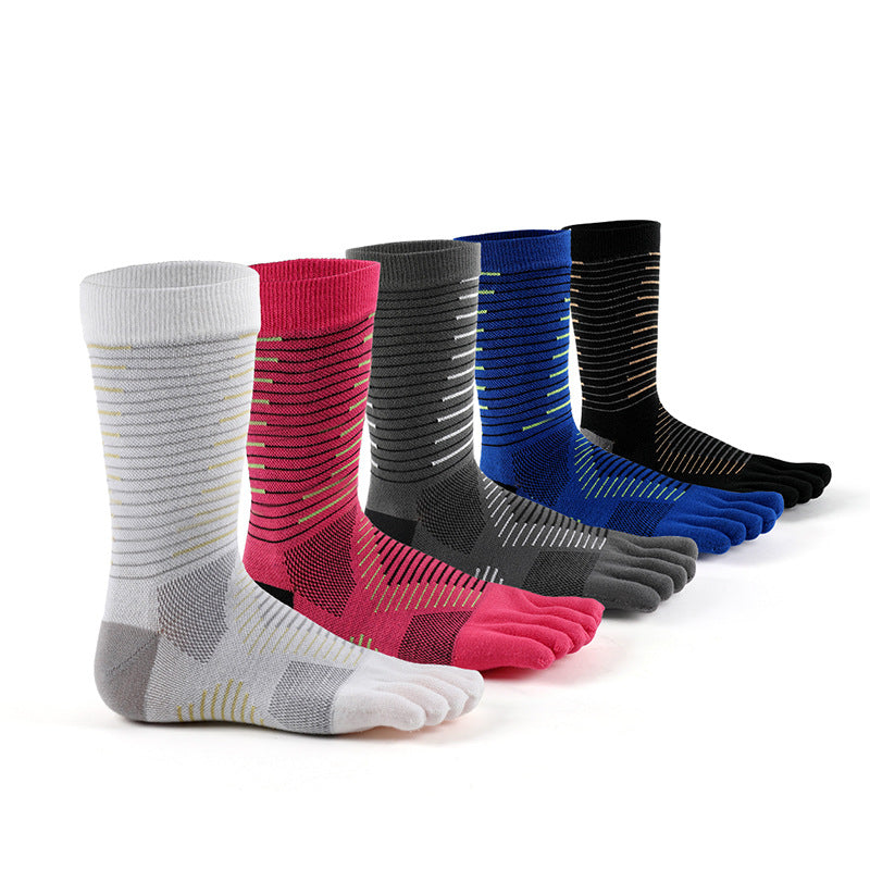 Calcetines antideslizantes de cinco dedos para hombre, de media pantorrilla, para correr maratones al aire libre