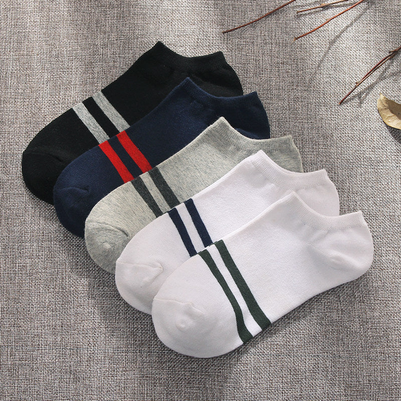 Calcetines tobilleros de corte bajo, transpirables, de algodón, de color liso, de verano, de negocios, modernos, absorbentes del sudor y de corte bajo.
