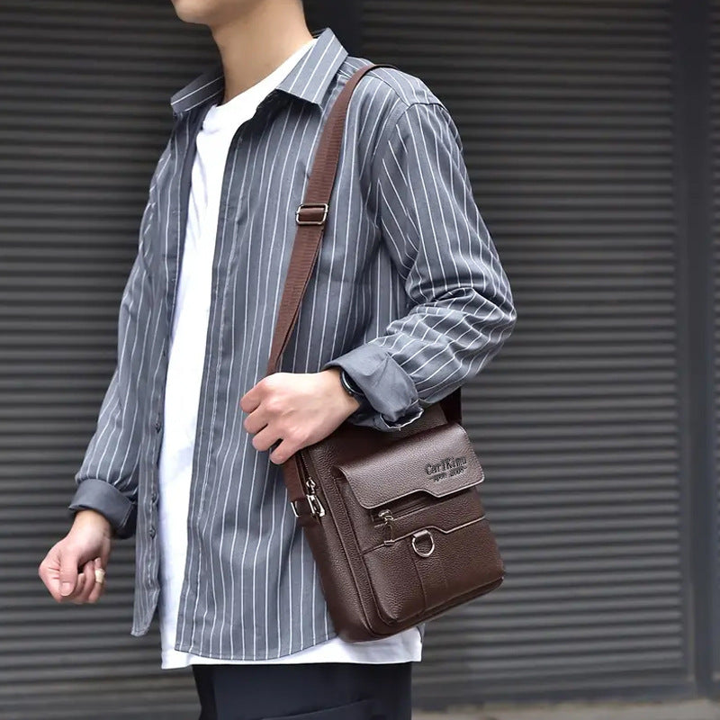 Bolso bandolera de hombro para hombre, de piel de lichi y grano de lichi.