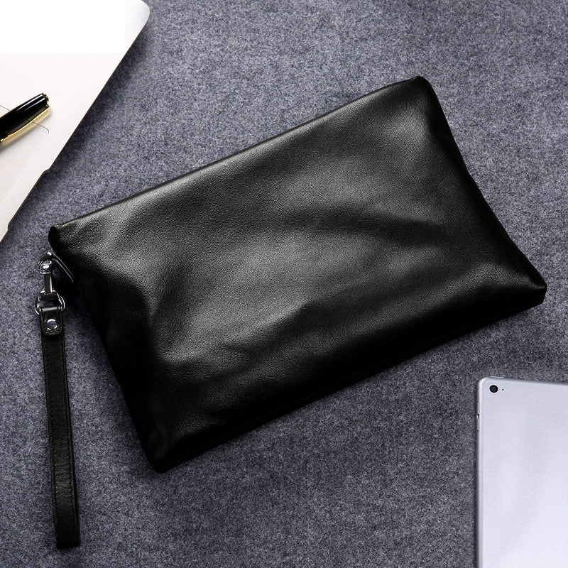 Bolso de mano casual de cuero genuino para hombre