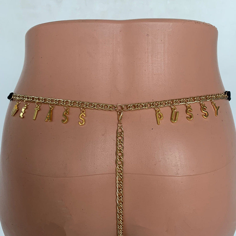 Exy Women Custom Thong With Letter Name Personality G-String Panties Underwear Waist Body Chain Lace Thongs Jewelry Gift