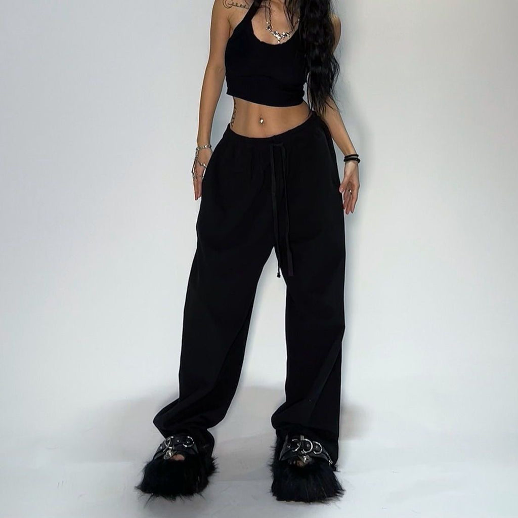 Pantalones deportivos holgados, versátiles y de color liso para mujer