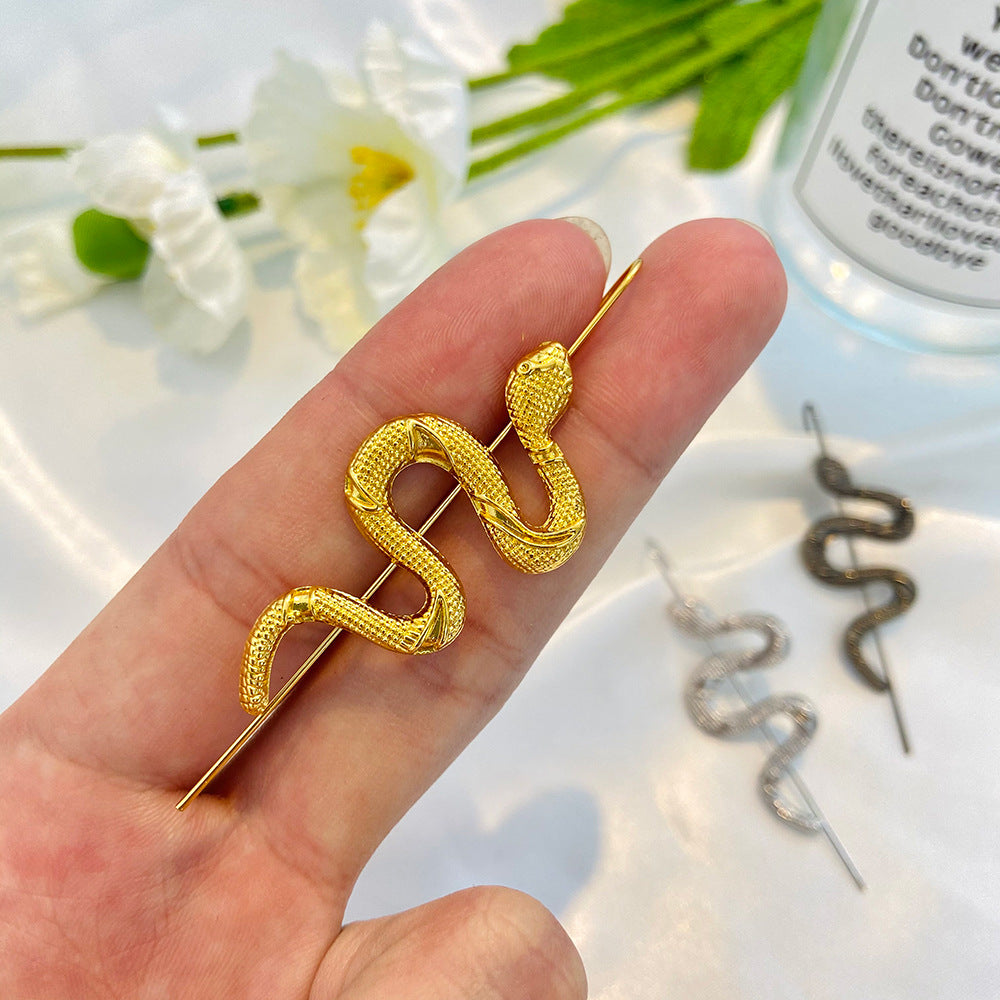 Pendientes colgantes de serpiente simulados con personalidad de moda para mujer