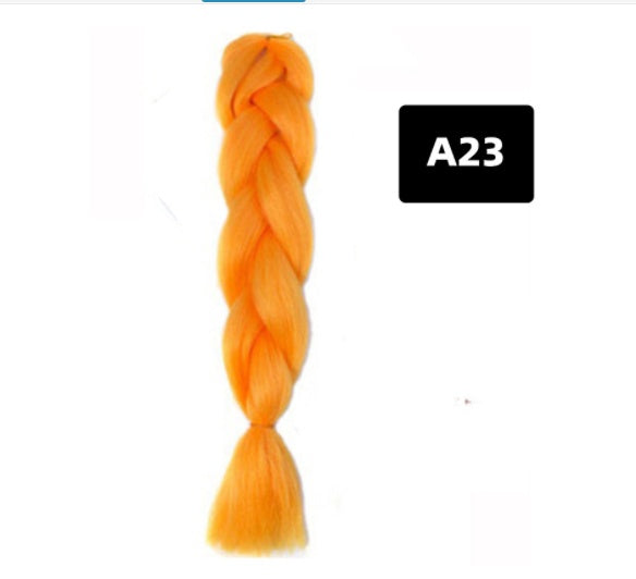 Peluca de seda africana de alta temperatura con fibra química y trenza grande en color degradado