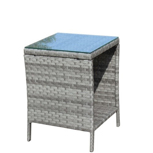 Muebles de exterior para patio, 1 mesa de centro con vidrio templado transparente