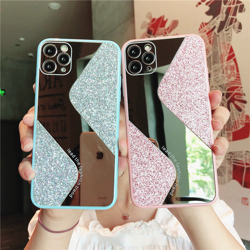 Compatible con Apple, funda de teléfono de lujo con purpurina y diamantes de imitación personalizados.
