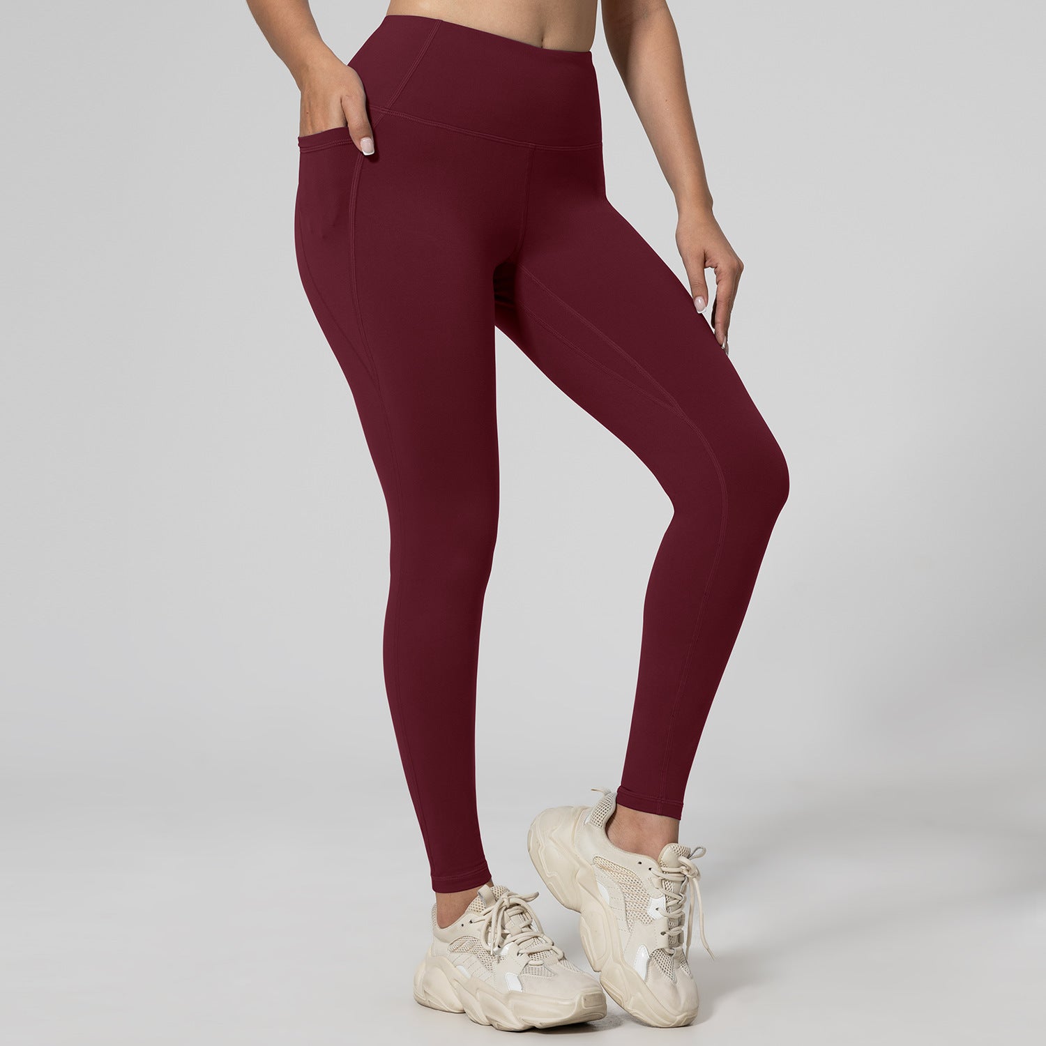 Mallas para correr, fitness, levantamiento de cadera, cintura alta y bolsillos