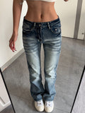 Womens Stretch Low-Waist Slim Straight Jeans