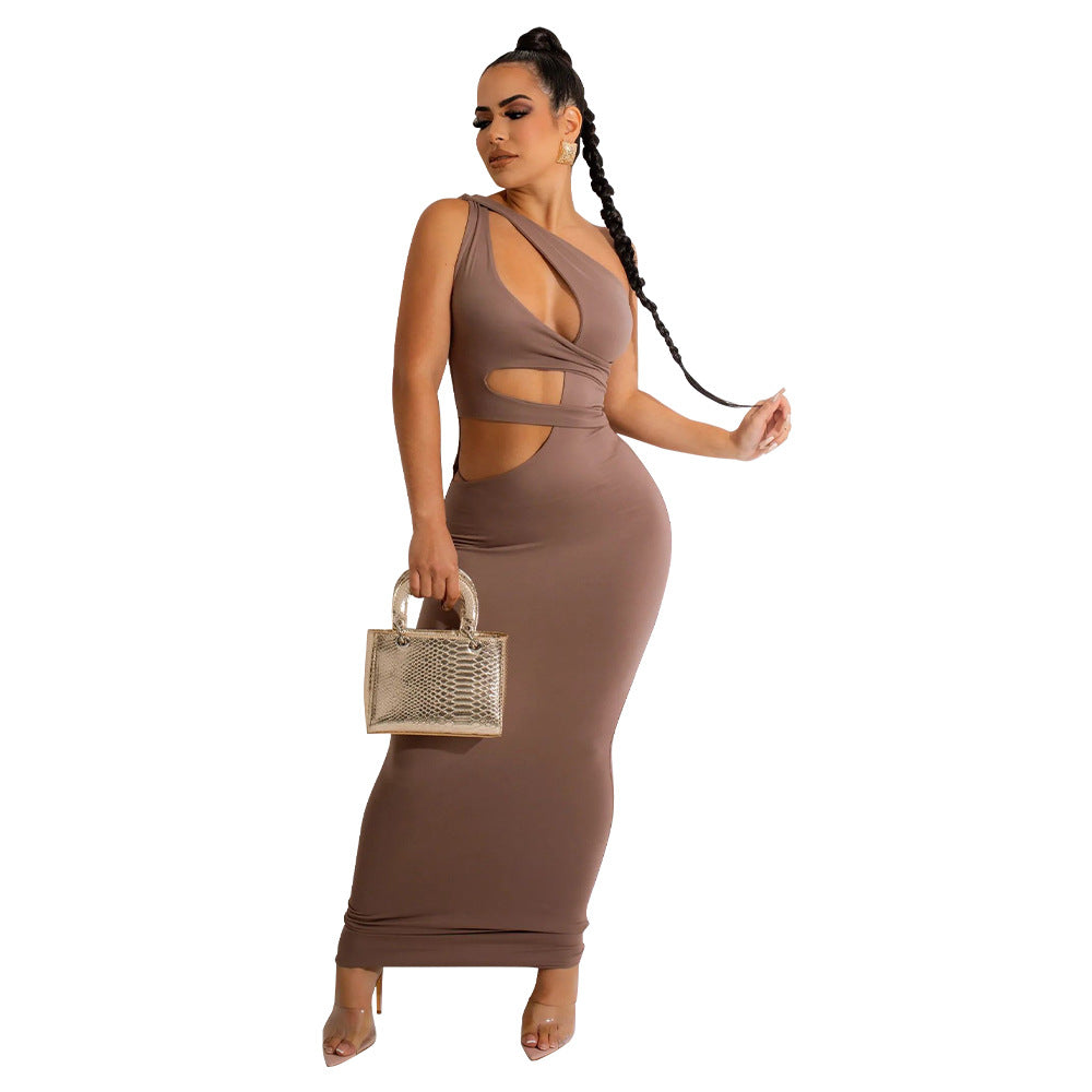 Vestido irregular con hombros descubiertos para mujer
