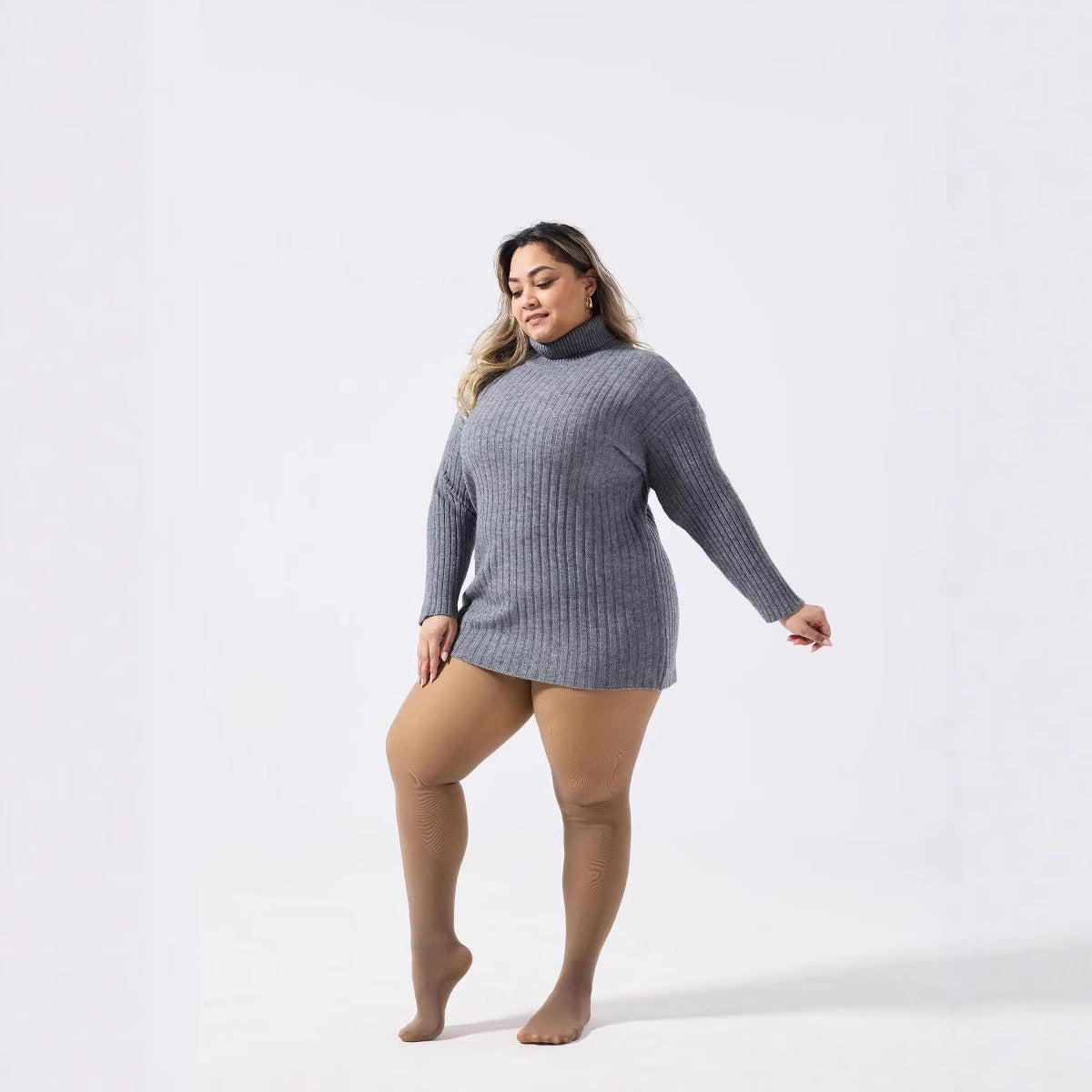 Leggings negros transparentes con forro polar de talla grande