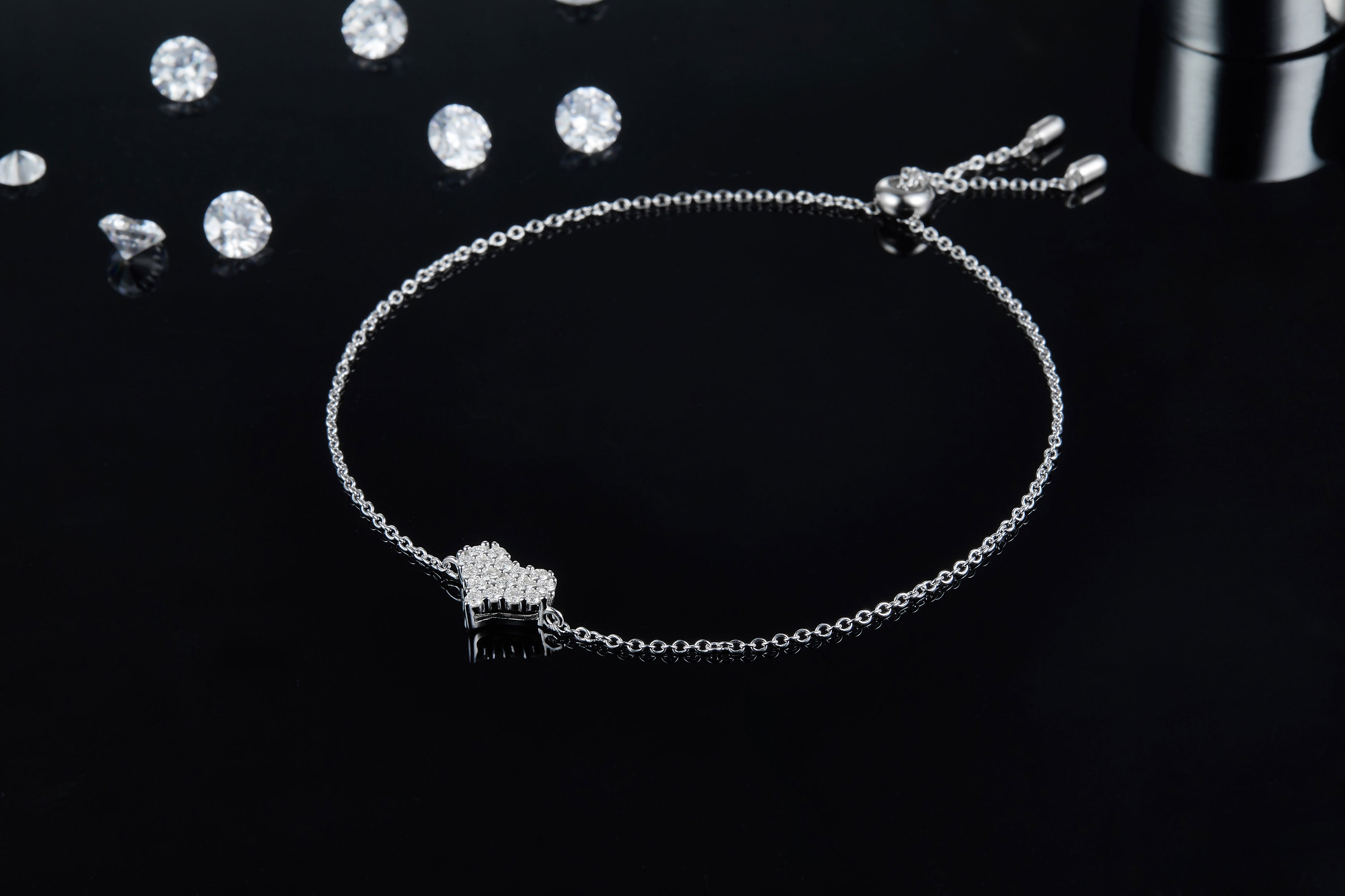 Set With Top quality Moissanite This Luxurious And Fashionable Light Luxury Jewelry Silver Bracelet Is Made Of Silver Electroplated With Platinum