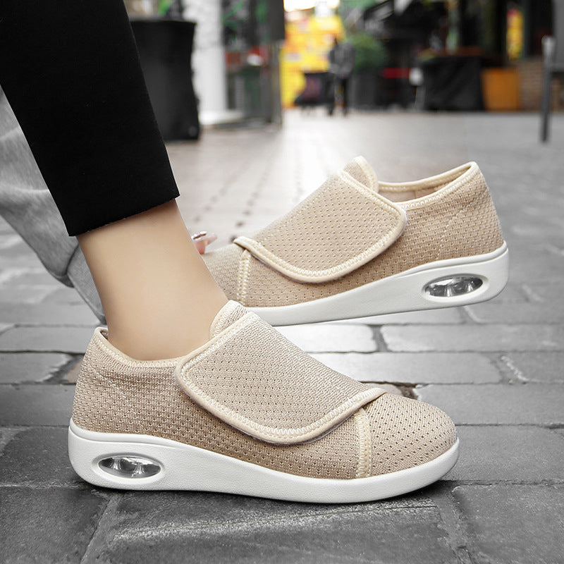 Zapatillas deportivas de malla transpirable, antideslizantes y resistentes al desgaste con velcro para personas de mediana edad y mayores.