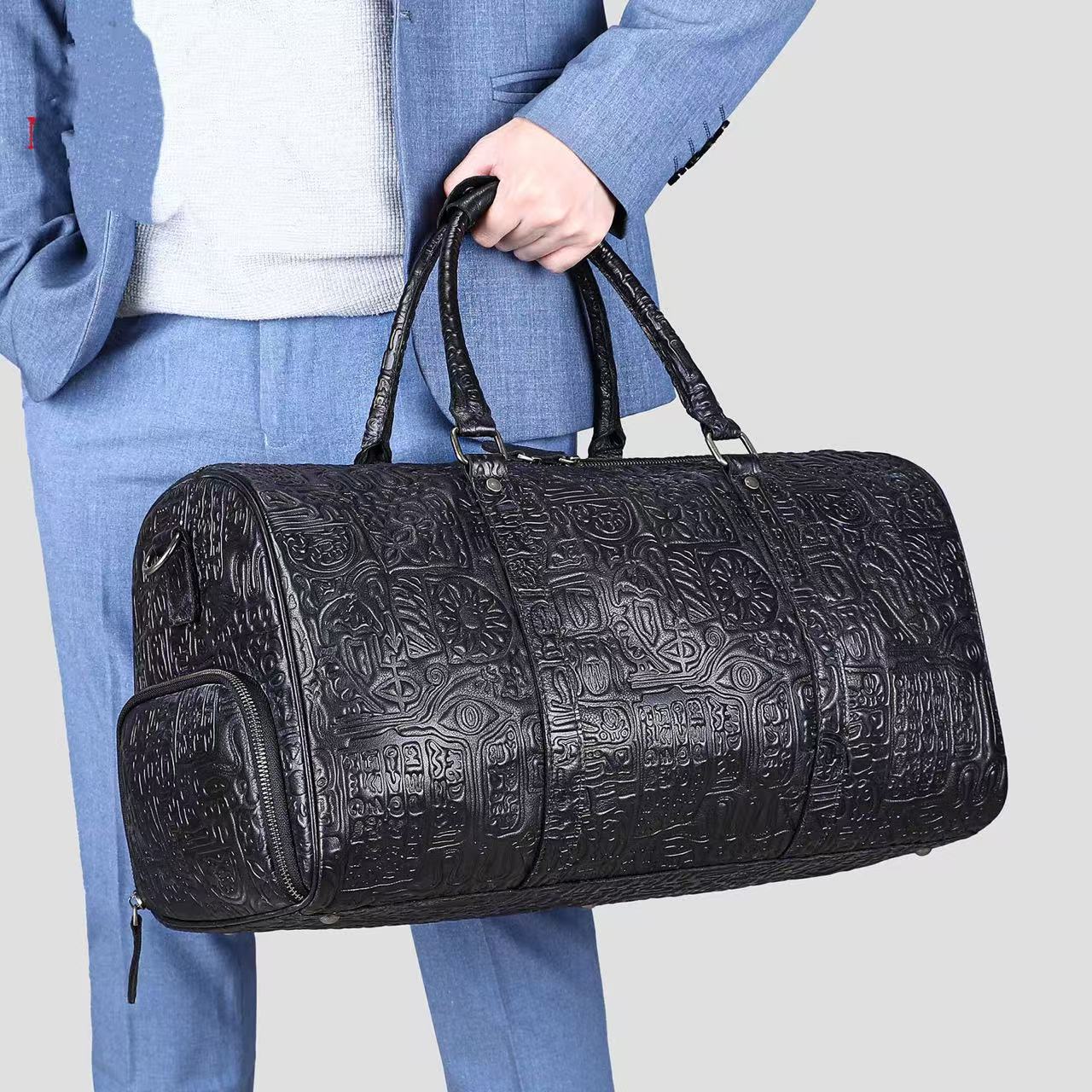 Bolso de mano con diseño retro en relieve para hombre