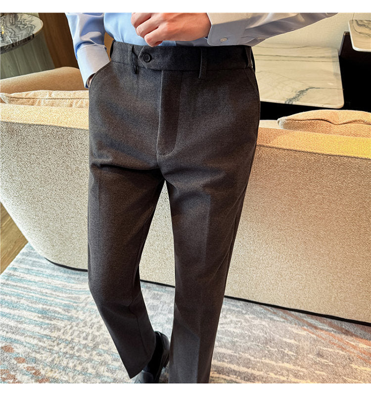 Pantalones de lana gruesos y cálidos con cintura elástica invisible para hombre