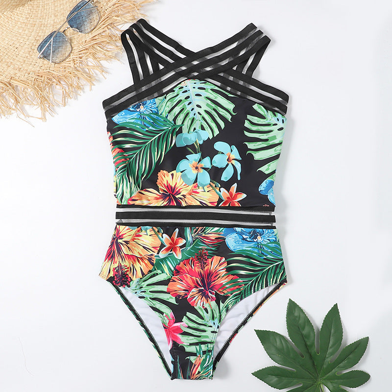 One-piece Printed Bikini Women Two Piece Swimsuit Beach Vacation Summer