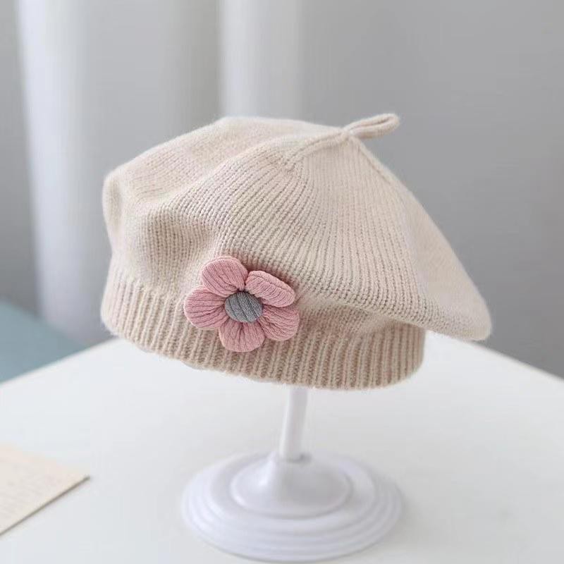 Gorro de niña Boina de punto de lana para bebé
