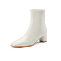 Botas cortas para mujer, tacón medio grueso, botas de nieve de piel gruesa, botas de algodón