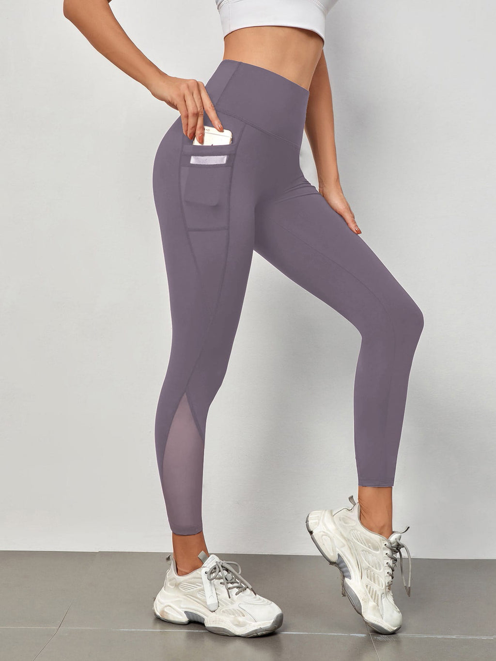 Pantalones de yoga de cintura alta con costuras de granadina, bolsillo, secado rápido, transpirables, para levantar la cadera.