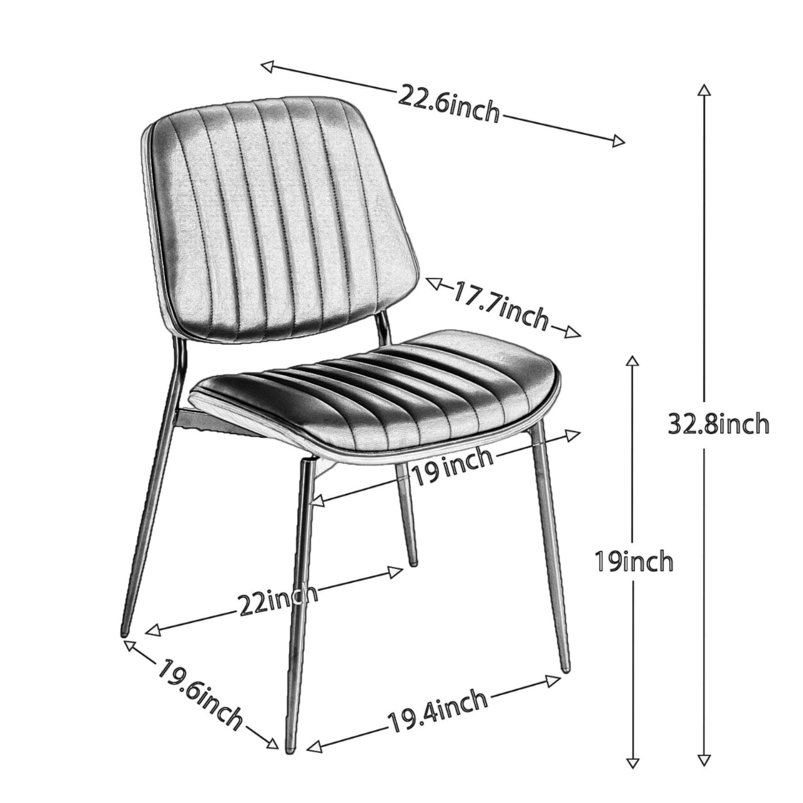 Muebles A&A, juego de 2 sillas de comedor modernas de mediados de siglo, estilo retro, de piel sintética con respaldo curvo en nogal.