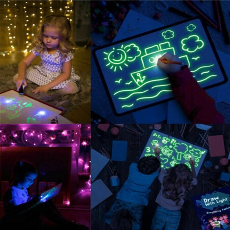 Tablero de dibujo educativo 3D con 8 efectos de luz y rompecabezas