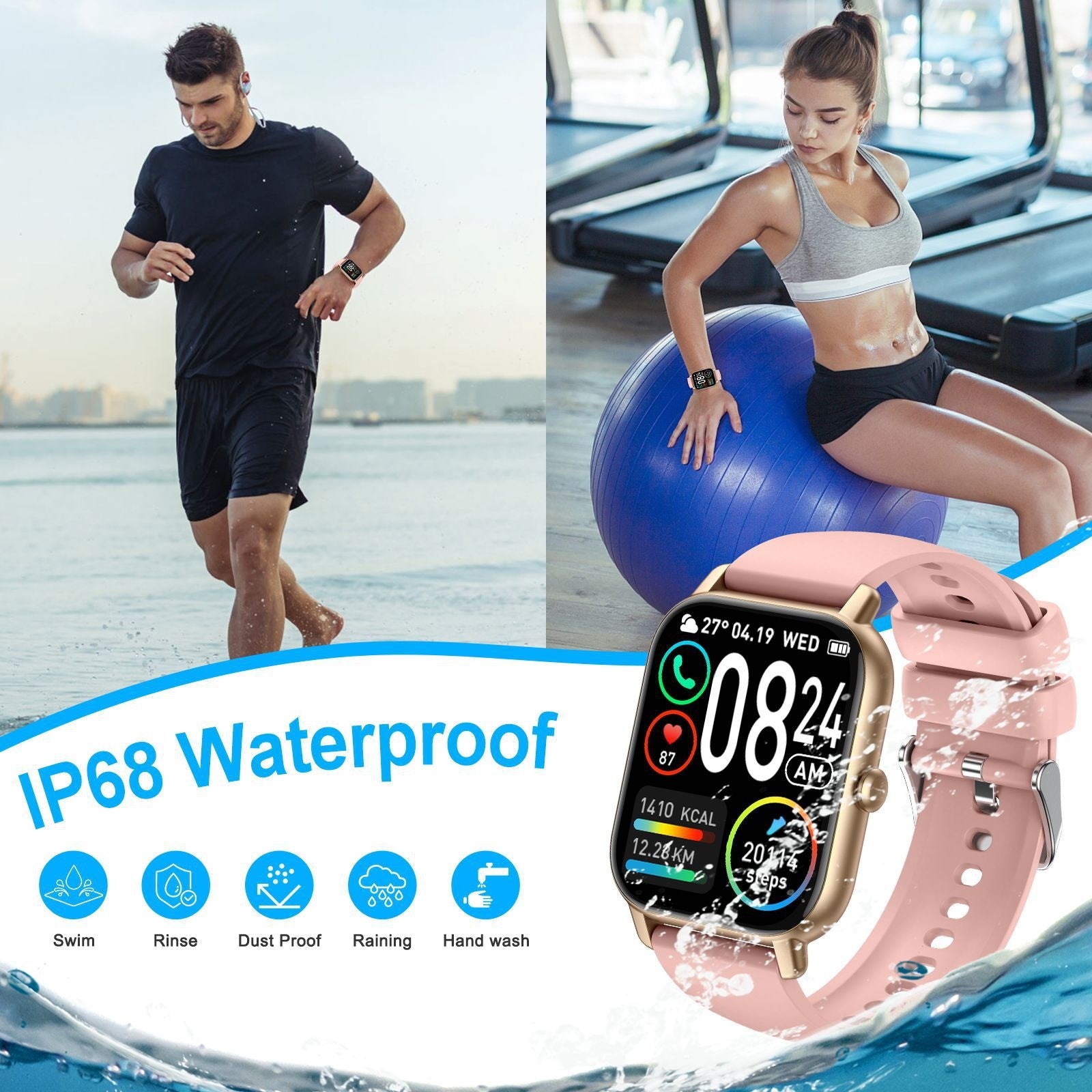 Reloj inteligente Bluetooth, llamadas, frecuencia cardíaca, presión arterial, sueño