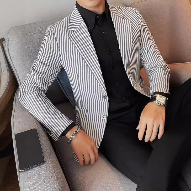 Men's Fashionable Casual Striped Suit Jacket