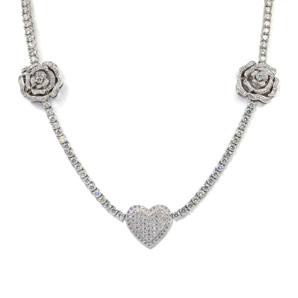 Collar de rosa personalizado de hip-hop de Moissani en plata 925