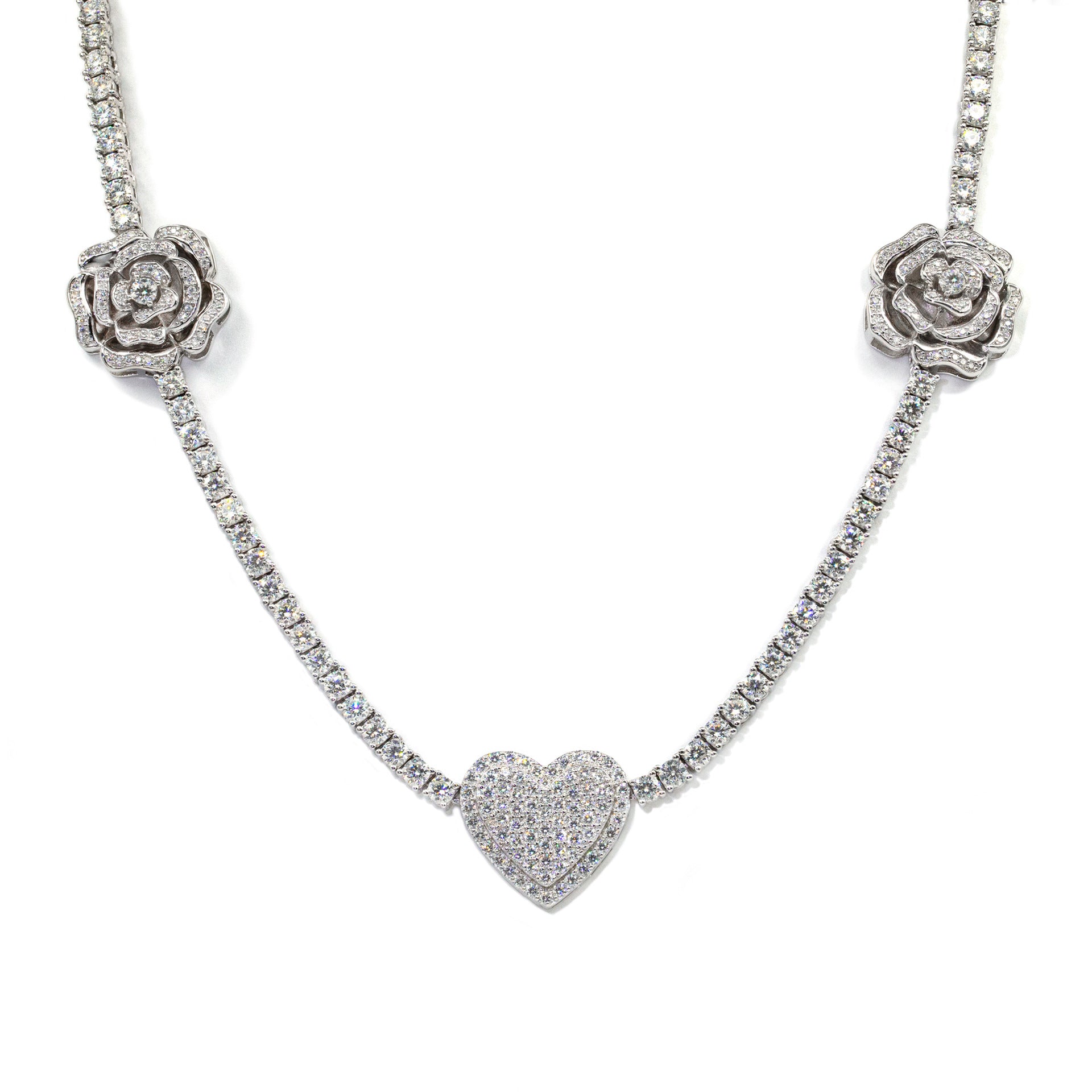 Collar de rosa personalizado de hip-hop de Moissani en plata 925