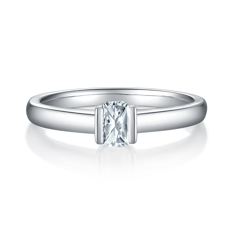 Octagonal Moissanite Set With Top-quality Moissanite Luxury And Fashionable Light Luxury Jewelry Silver Ring S925 Silver Electroplated With Platinum