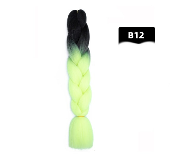 Peluca de seda africana de alta temperatura con fibra química y trenza grande en color degradado