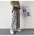Men's Casual All-Match Loose Plaid Wide-Leg Trousers