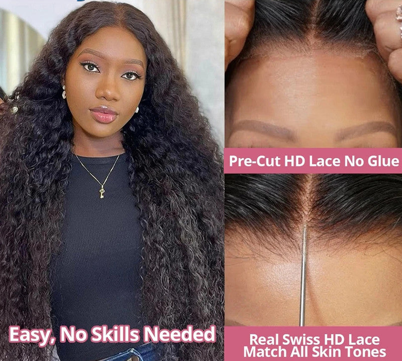 Pelucas de encaje con ondas al agua hechas de auténtico cabello humano peruano sin pegamento