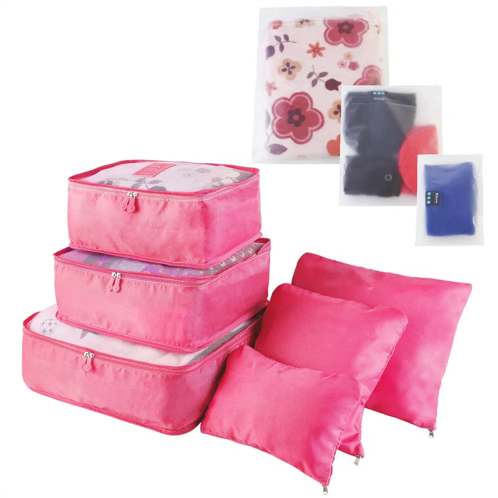 Juego de 9 bolsas de almacenamiento de ropa, resistentes al agua, organizadores de equipaje de viaje, cubos de embalaje para blusas, medias y ropa interior.