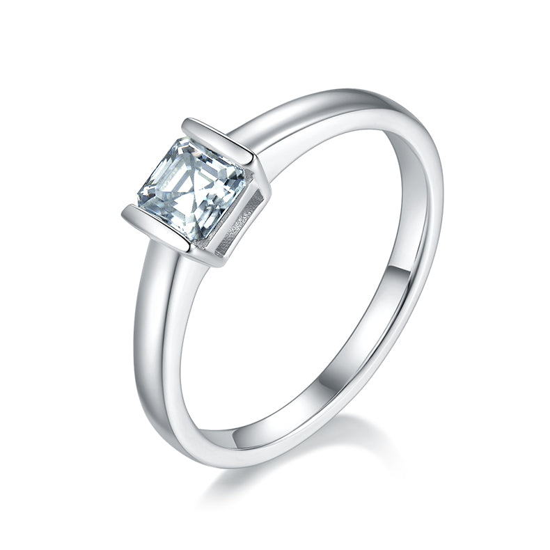 Square Moissanite Set With Top-quality Moissanite Luxury And Fashionable Light Luxury Jewelry Silver Ring S925 Silver Electroplated With Platinum