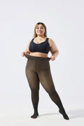 Leggings negros transparentes con forro polar de talla grande