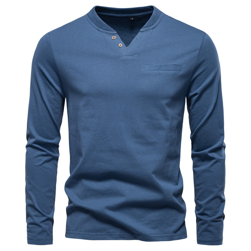Camisa de capa base ajustada con cuello en V para hombre