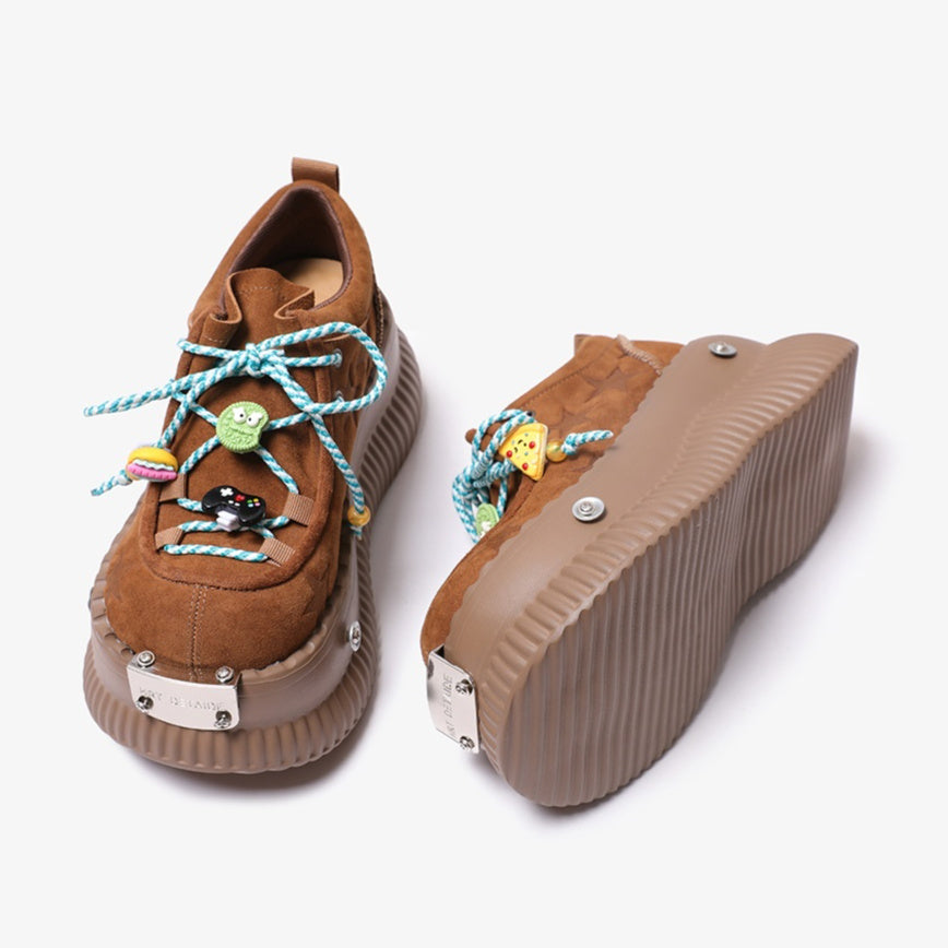 Zapatos de plataforma de cuero con cordones y plataforma de verano Dopamine