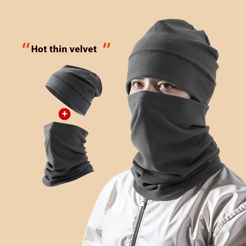 Sombrero Dralon para hombre, máscara de viento de invierno, gorro, pañuelo, conjunto de dos piezas, bolsa de ciclismo, protección para la cabeza y los oídos.