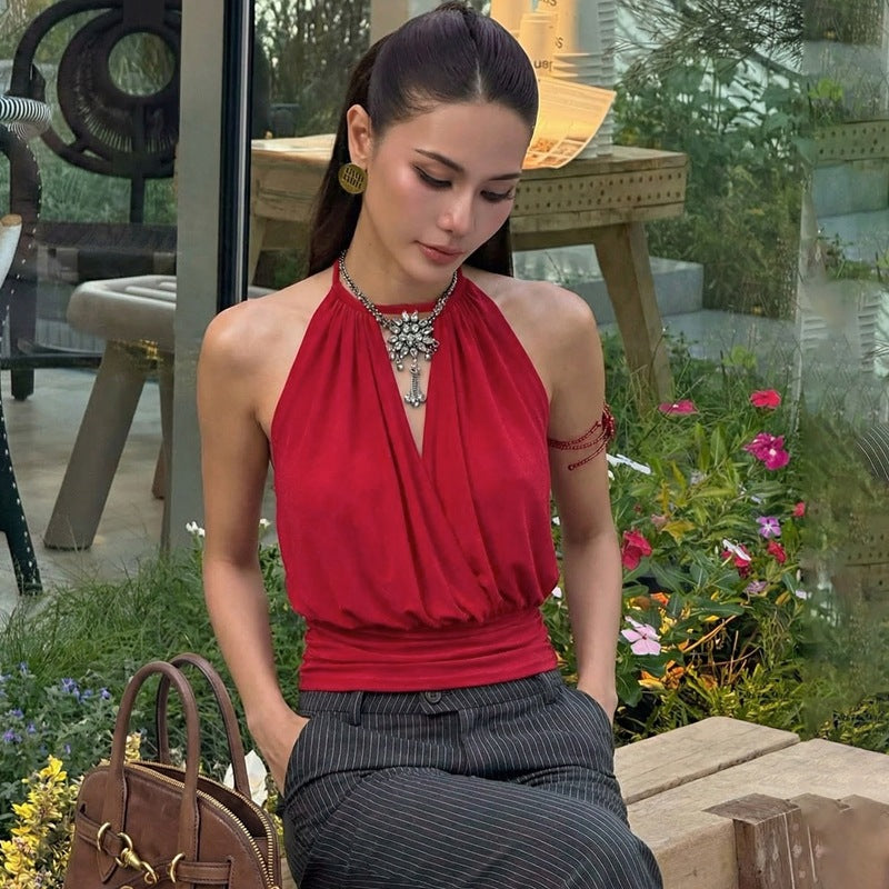 Sexy Deep V-Neck Camisole Womens Fashion Waist-Cinching Lace-Up Bustier