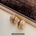 Maillard Coffee-Brown C-Shaped Irregular Dripped-Glaze Earrings