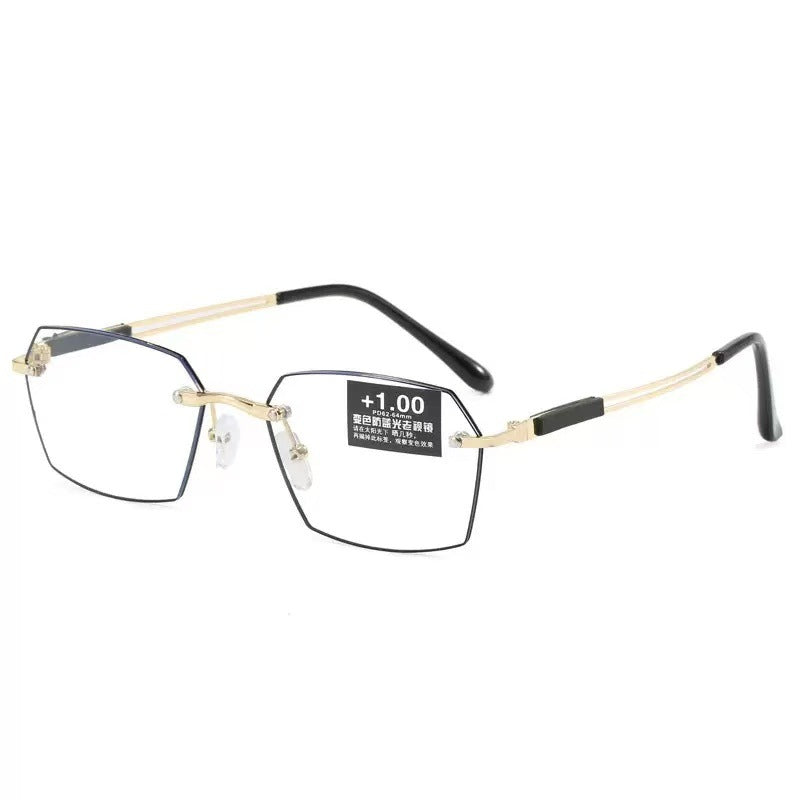 Gafas bifocales para hombre con lentes que cambian de color sin marco