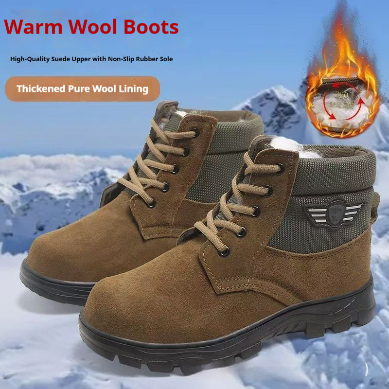 Botas térmicas de algodón con ribete de piel de oveja para hombre