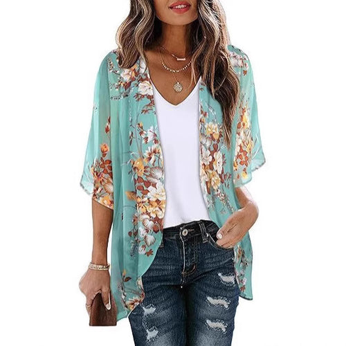 Chiffon Cardigan Beach Resort-Style Sun-Protective Cover-Up