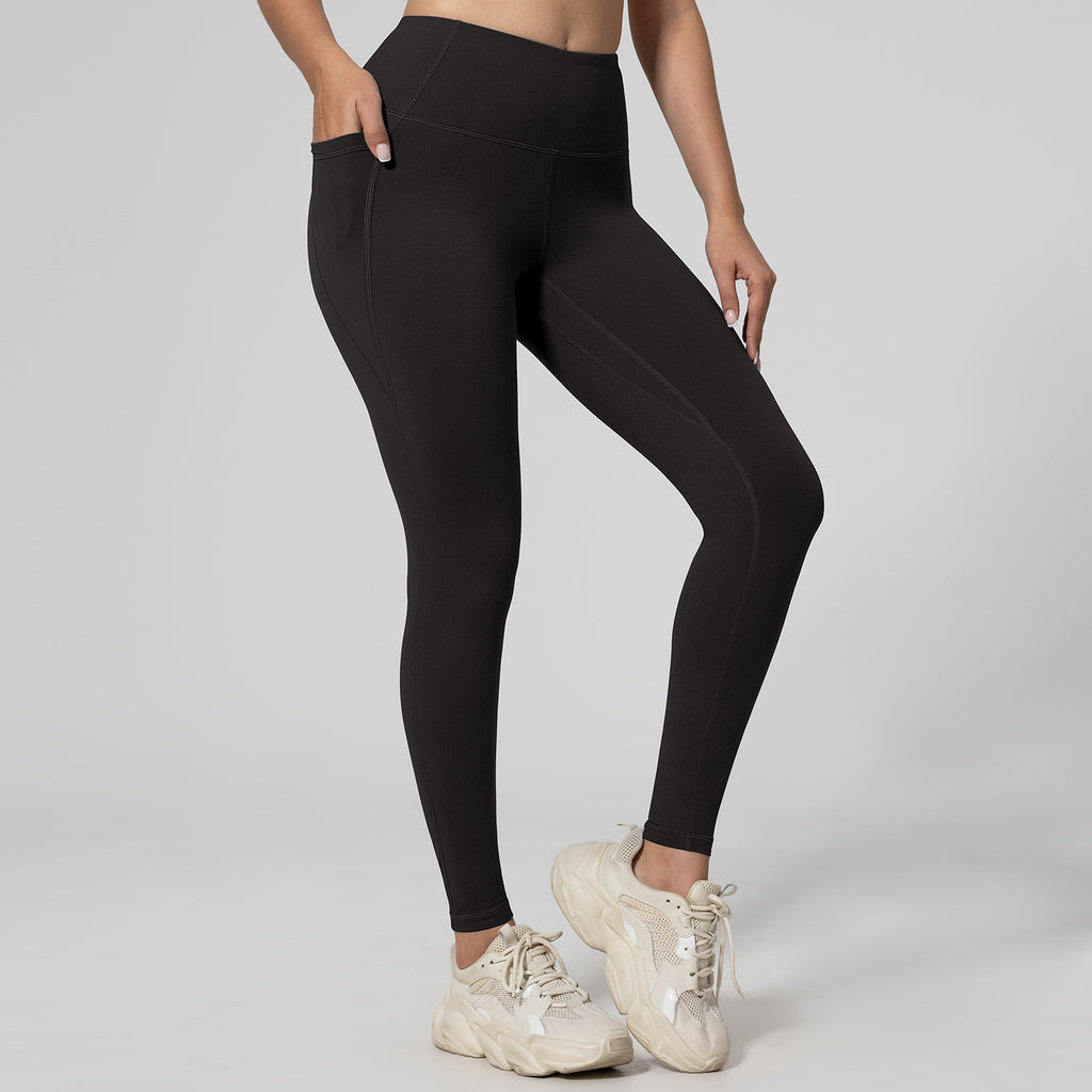 Mallas para correr, fitness, levantamiento de cadera, cintura alta y bolsillos