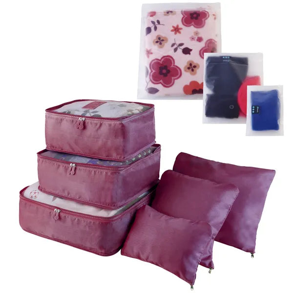 Juego de 9 bolsas de almacenamiento de ropa, resistentes al agua, organizadores de equipaje de viaje, cubos de embalaje para blusas, medias y ropa interior.