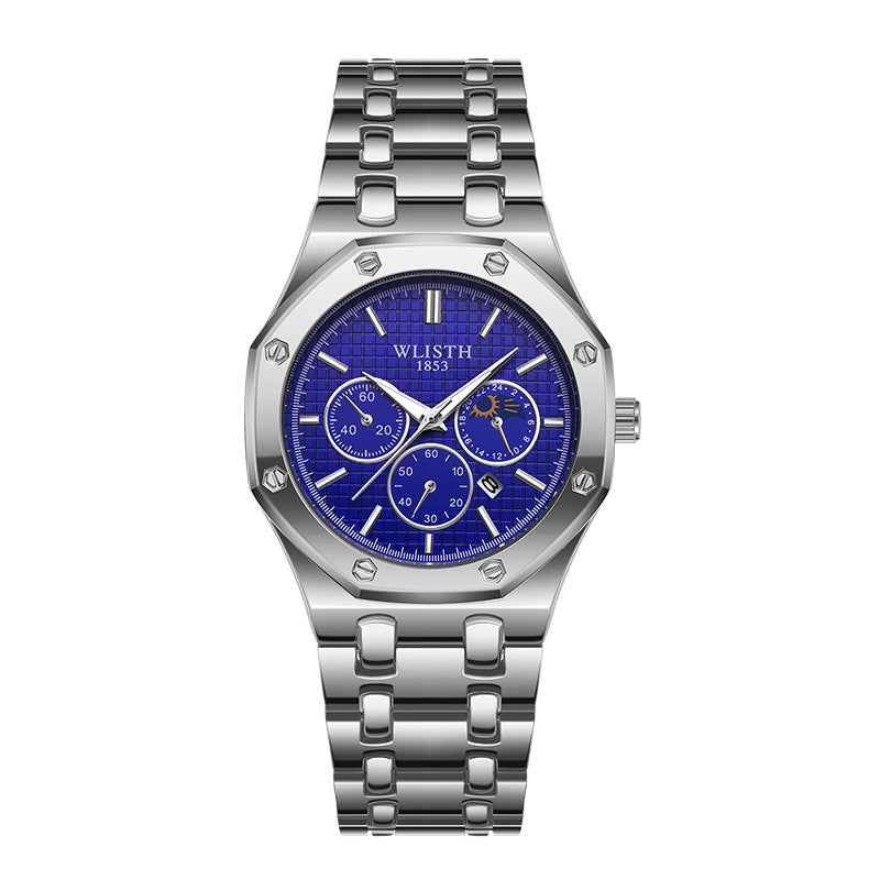 Reloj de mujer con correa de acero luminosa y calendario.