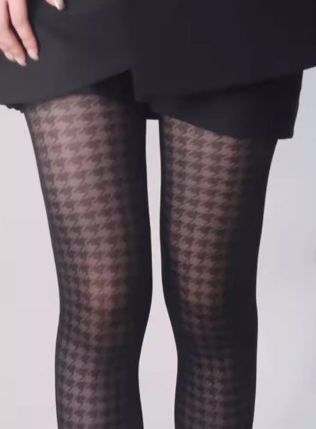 Medias de rejilla negras sexys, ultrafinas y favorecedoras con diseño de pata de gallo