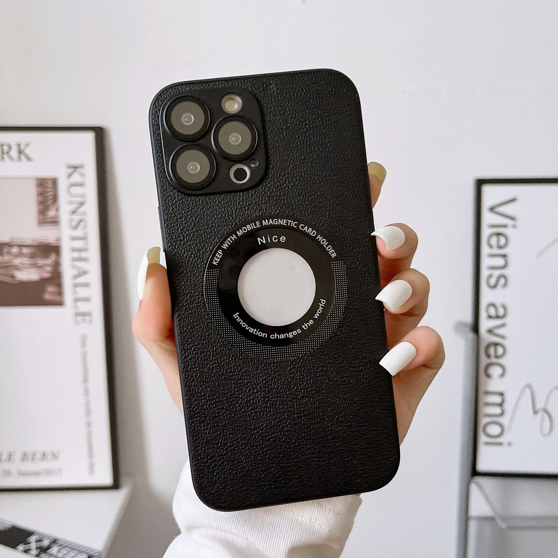 Funda de piel de grano de lichi para iPhone 15 PRO
